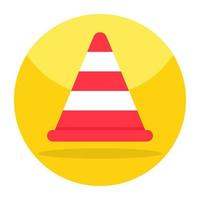 Flat design icon of traffic cone vector
