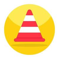 Flat design icon of traffic cone vector