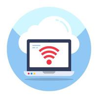 Editable design icon of cloud connected computer vector