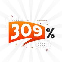 309 discount marketing banner promotion. 309 percent sales promotional design. vector