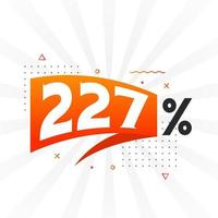 Promoción de banner de marketing de 227 descuentos. 227 por ciento de diseño promocional de ventas. vector