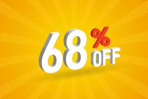 68 Percent off 3D Special promotional campaign design. 68 off 3D Discount Offer for Sale and marketing. vector