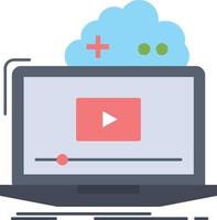 Cloud game online streaming video Flat Color Icon Vector