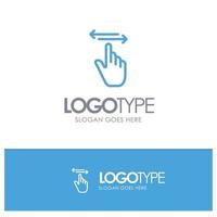 Finger Gestures Hand Left Right Blue Outline Logo Place for Tagline vector