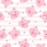 Cute pig face seamless pattern. vector