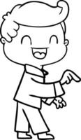 Cartoon line art happy boy vector