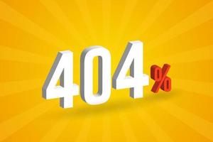404 descuento texto 3d para ventas y promoción. vector