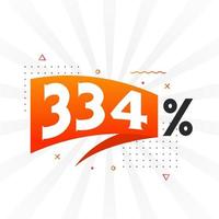 334 discount marketing banner promotion. 334 percent sales promotional design. vector