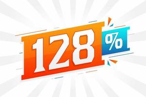 Promoción de banner de marketing de 128 descuentos. 128 por ciento de diseño promocional de ventas. vector