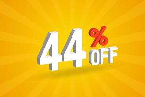 44 por ciento de descuento en el diseño de campañas promocionales especiales en 3d. 44 de oferta de descuento 3d para venta y marketing. vector