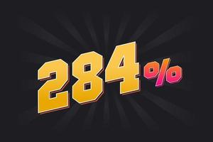 284 banner de descuento con fondo oscuro y texto amarillo. 284 por ciento de diseño promocional de ventas. vector