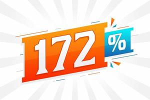 Promoción de banner de marketing de 172 descuentos. 172 por ciento de diseño promocional de ventas. vector