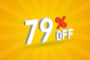 79 Percent off 3D Special promotional campaign design. 79 off 3D Discount Offer for Sale and marketing. vector