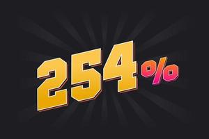 254 discount banner with dark background and yellow text. 254 percent sales promotional design. vector