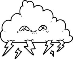 Cartoon line art thundercloud vector