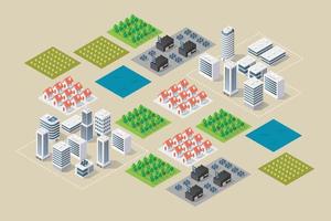 Isometric building cityscape zoning vector