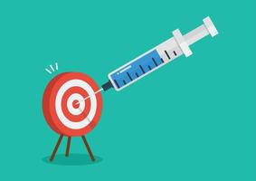 Big vaccine syringe injection to target dartboard vector