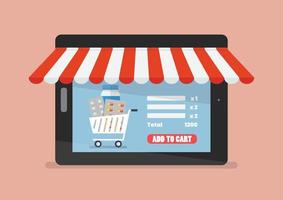 Buying medicine online by tablet vector