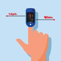 Pulse oximeter on finger vector