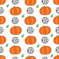 patrón sin costuras de calabaza. ilustración para impresión, fondos, cubiertas y embalaje. la imagen se puede utilizar para tarjetas de felicitación, carteles, pegatinas y textiles. aislado sobre fondo blanco. vector