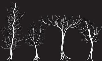 set of Autumnal branch tree silhouette vector