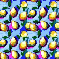 Lemons and leaves brushed strokes style, seamless pattern vector ,Design for fashion , fabric, textile, wallpaper, cover, web , wrapping and all prints.