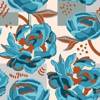 Peonies and leaves brushed strokes style, seamless pattern vector ,Design for fashion , fabric, textile, wallpaper, cover, web , wrapping and all prints.