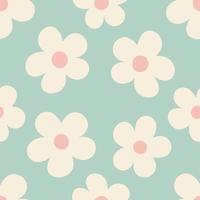 patrón floral ingenuo al estilo de los años 70 con flores de margarita maravillosas de tonos naturales. diseño retro fondo de moda minimalista contemporáneo para niños. estampado de vivero escandinavo. vector