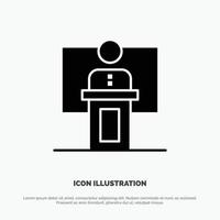 Speech Business Conference Event Presentation Room Speaker solid Glyph Icon vector
