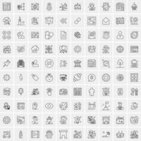 paquete de 100 iconos de líneas universales para móviles y web vector