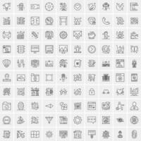 paquete de 100 iconos de líneas universales para móviles y web vector