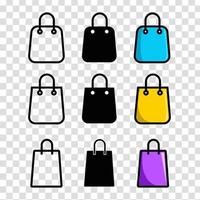 bolsa de compras, iconos, conjunto, vector, con, 3, variación vector