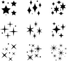 estrellas brillan vector de símbolos. el conjunto de estrellas vectoriales originales brilla. símbolos vectoriales de navidad aislados