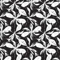 Seamless pattern of white flowers on black background. Seamless vector botanical pattern on dark background for fabric or paper print.