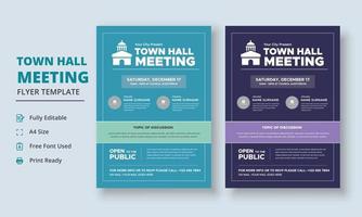 Town Hall Meeting Flyer Template, Community Meeting Flyer Template, City Hall Flyer and Poster vector