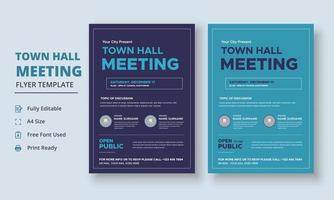 Town Hall Meeting Flyer Template, Community Meeting Flyer Template, City Hall Flyer and Poster vector