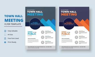 Town Hall Meeting Flyer Template, Community Meeting Flyer Template, City Hall Flyer and Poster vector