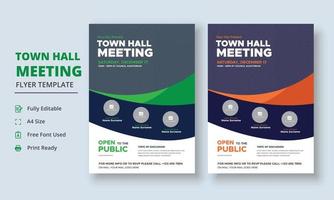 Town Hall Meeting Flyer Template, Community Meeting Flyer Template, City Hall Flyer and Poster vector