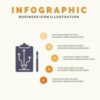 cabeza plan estrategia táctica pensar sólido icono infografía 5 pasos presentación antecedentes vector