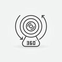 Icono mínimo de concepto de vector lineal de dispositivo de cámara de 360 grados