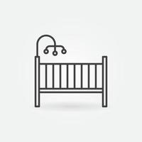 icono de concepto de vector de cuna o cama infantil en estilo de línea delgada