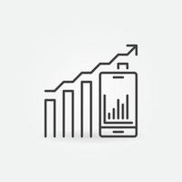 Graph with Smartphone vector concept line icon