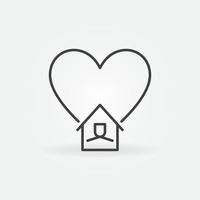 House with Heart linear icon. Stay at Home vector symbol