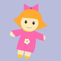 Doll in pink, illustration, vector on white background.