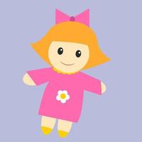 Doll in pink, illustration, vector on white background.