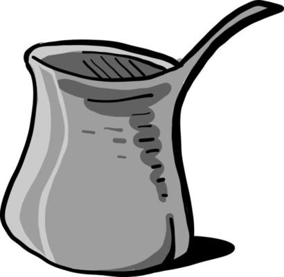 Metalic cezve, illustration, vector on white background