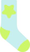 Light blue socks with green star, illustration, vector on a white background.