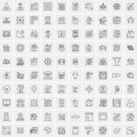 paquete de 100 iconos de líneas universales para móviles y web vector