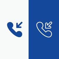 Answer Call Incoming Line and Glyph Solid icon Blue banner Line and Glyph Solid icon Blue banner vector