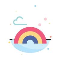 Nature Rainbow Spring Wave Abstract Flat Color Icon Template vector